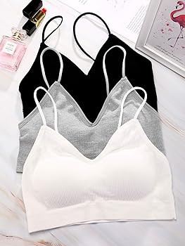 Boao 3 Pieces V Neck Tube Top Bra Seamless Padded Camisole Bandeau Sports Bra Sleep Bra with Elas... | Amazon (UK)