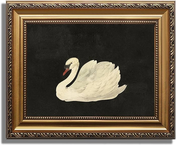 KBKBART Vintage Framed Wall Art for Living Room, White Swan Vintage Painting Canvas Wall Art Prin... | Amazon (US)