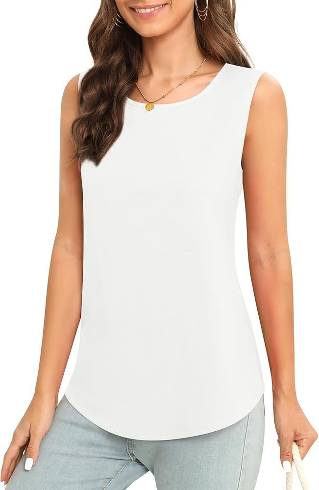 Women's Sleeveless Chiffon Tank Top Business Casual Blouse Tunic Top | Amazon (US)