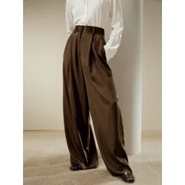 High-Waisted Wide Leg Dense Silk Pants | LilySilk