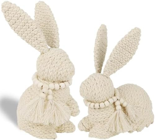 DR.DUDU 2 Pack Easter Bunny Figurines Decor, Rabbit Figurine Table Decorations, Spring Bunnies De... | Amazon (US)