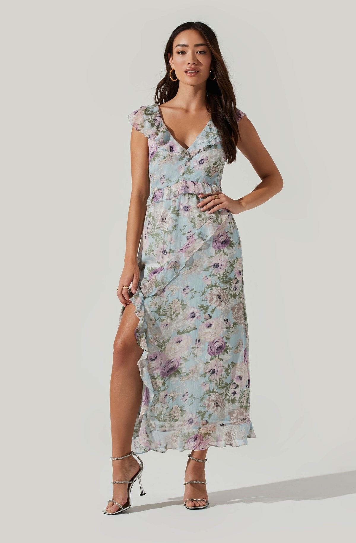 Tempest Floral Ruffle Midi Dress | ASTR The Label (US)