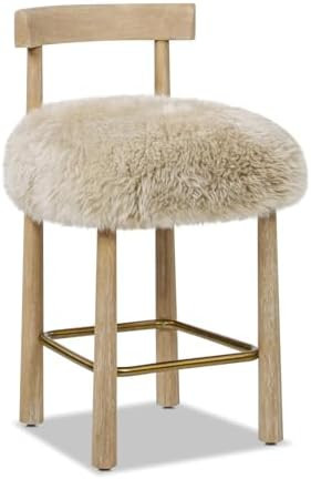 Jennifer Taylor Home Arden 27.5 Genuine Fur Counter Height Bar Stool, Natural Blonde Genuine Fur | Amazon (US)
