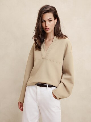Scuba Split-Neck Sweatshirt | Banana Republic Factory