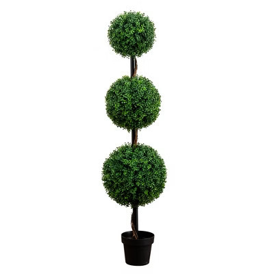 Nearly Natural 5-ft Artificial Triple Ball Boxwood Topiary Tree (Indoor/Outdoor) | Target