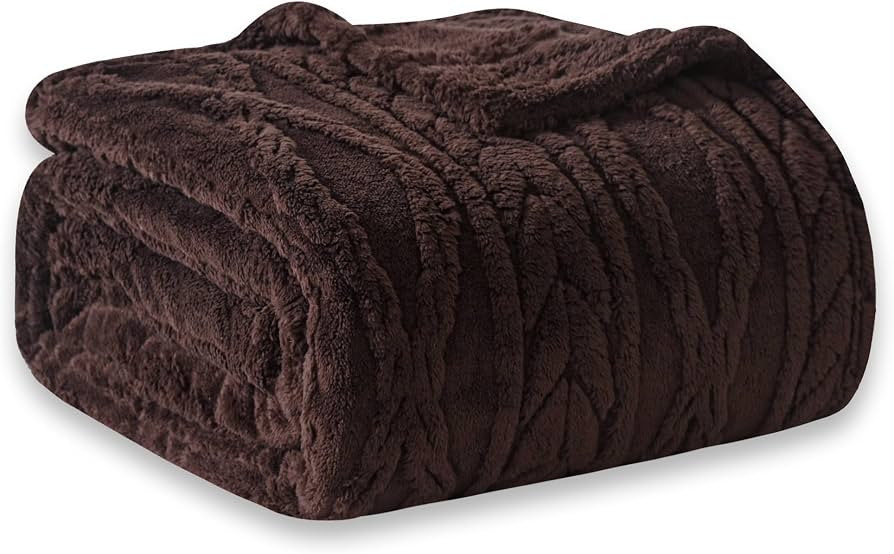 COOVA Brown Fleece Twin Blanket for Bed - Super Soft Cozy Plush Fuzzy Blanket for Sofa,Premium Sh... | Amazon (US)