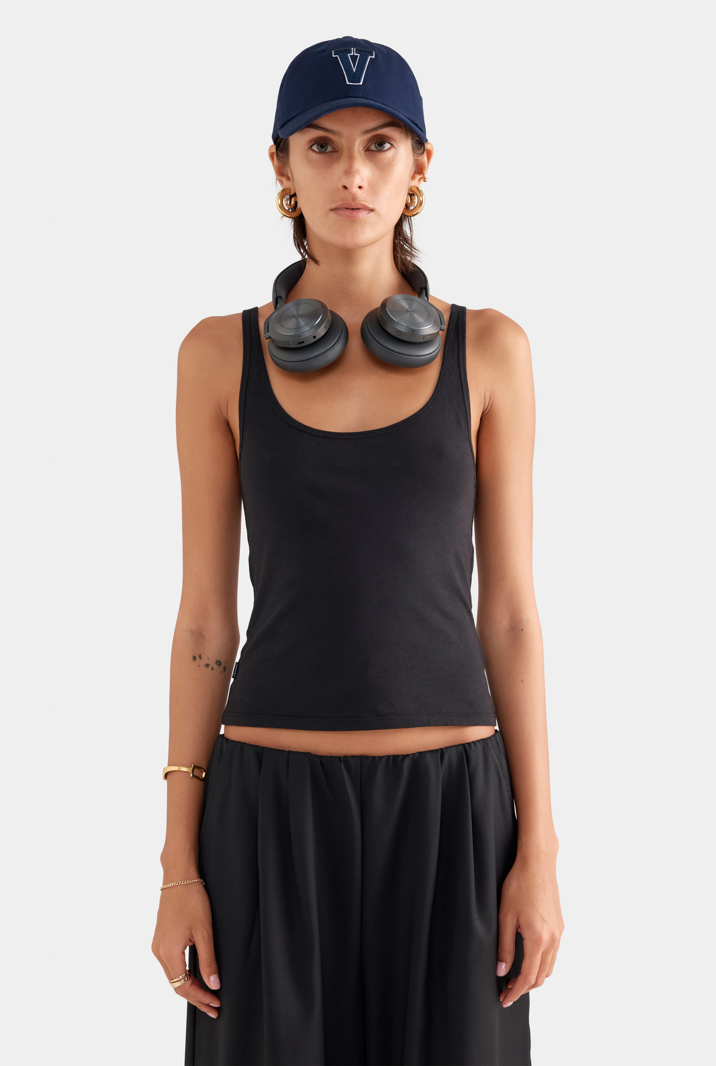 Womens Lightweight Cotton Tank in Black | Venroy | Venroy AU