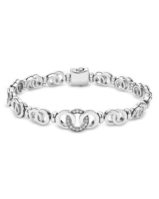 Sterling Silver Signature Caviar Diamond Circle Interlocking Link Chain Bracelet | Bloomingdale's (AU)