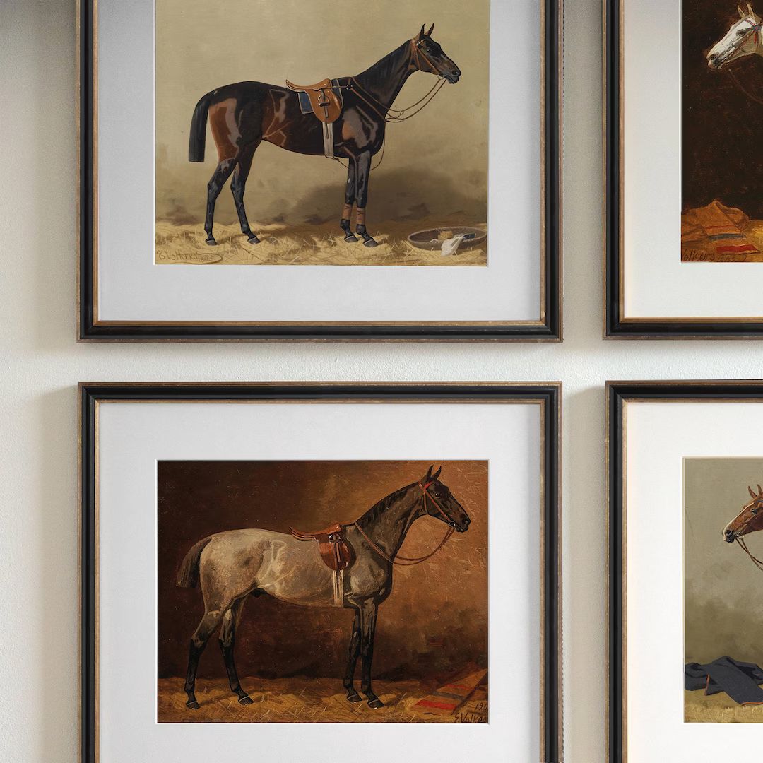 Equestrian Wall Art Prints for Rustic Decor, Vintage Horse Art Illustration, Equestrian Horse Art... | Etsy (US)