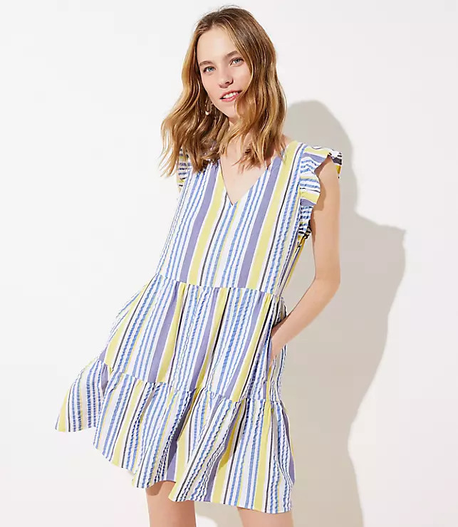 Striped Flutter Dress | LOFT | LOFT