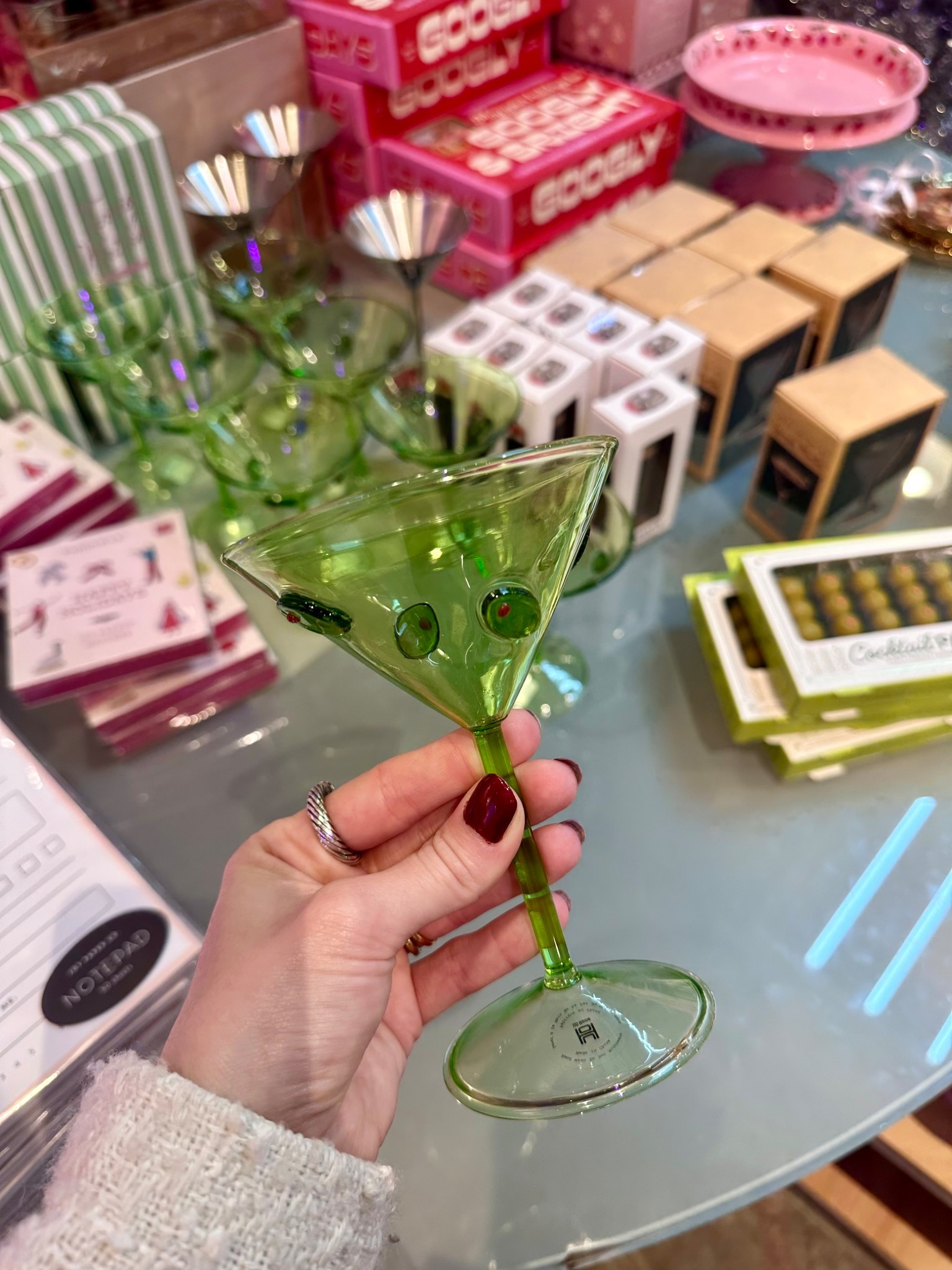 Ugh this would be such a chic host or hostess gift. This one is from Urban Outfitters but I can’t find it online. Spotted a similar option (under $10) linked that below 

Martini glass | host gift | hostess gift | gifts for her | home bar | glassware | barware | gifts for homebody’s | hosting | drinks 

#LTKfoodie #LTKGiftGuide #LTKHoliday