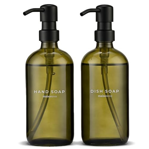 MaisoNovo Soap Dispenser 2-Piece Set | 16.9oz Green Bottles with Black Plastic Pumps | Amazon (US)