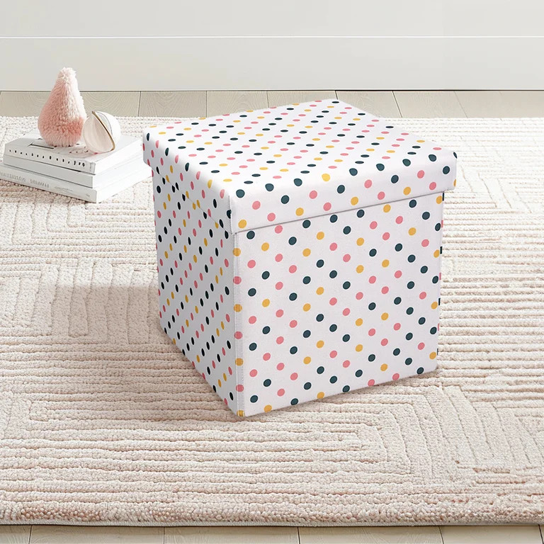 Kvell Kids Collapsible 15 inch Toy Storage Bin with Removable Lid, Polka Dots Design | Walmart (US)