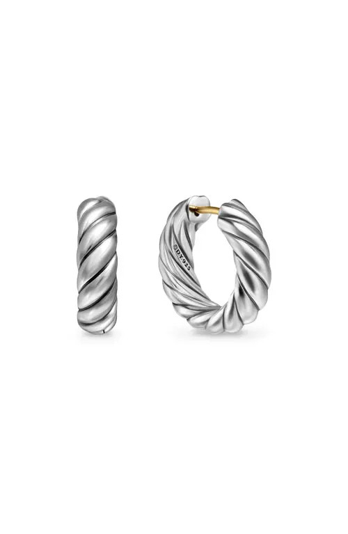 David Yurman Sculpted Cable Hoop Earrings in Sterling Silver, 18.6mm at Nordstrom | Nordstrom