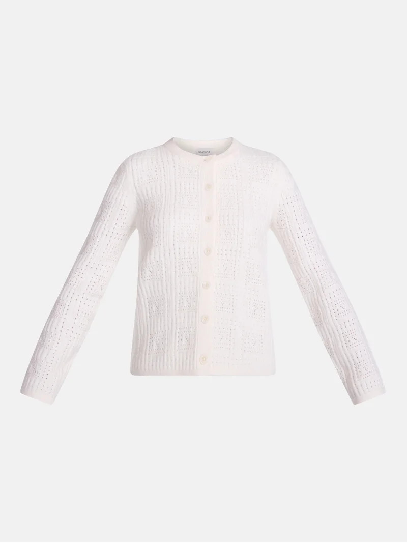 Scenario Women's Open Knit Cardigan Sweater with Long Sleeves, Lightweight, Sizes XS-XXXL | Walmart (US)