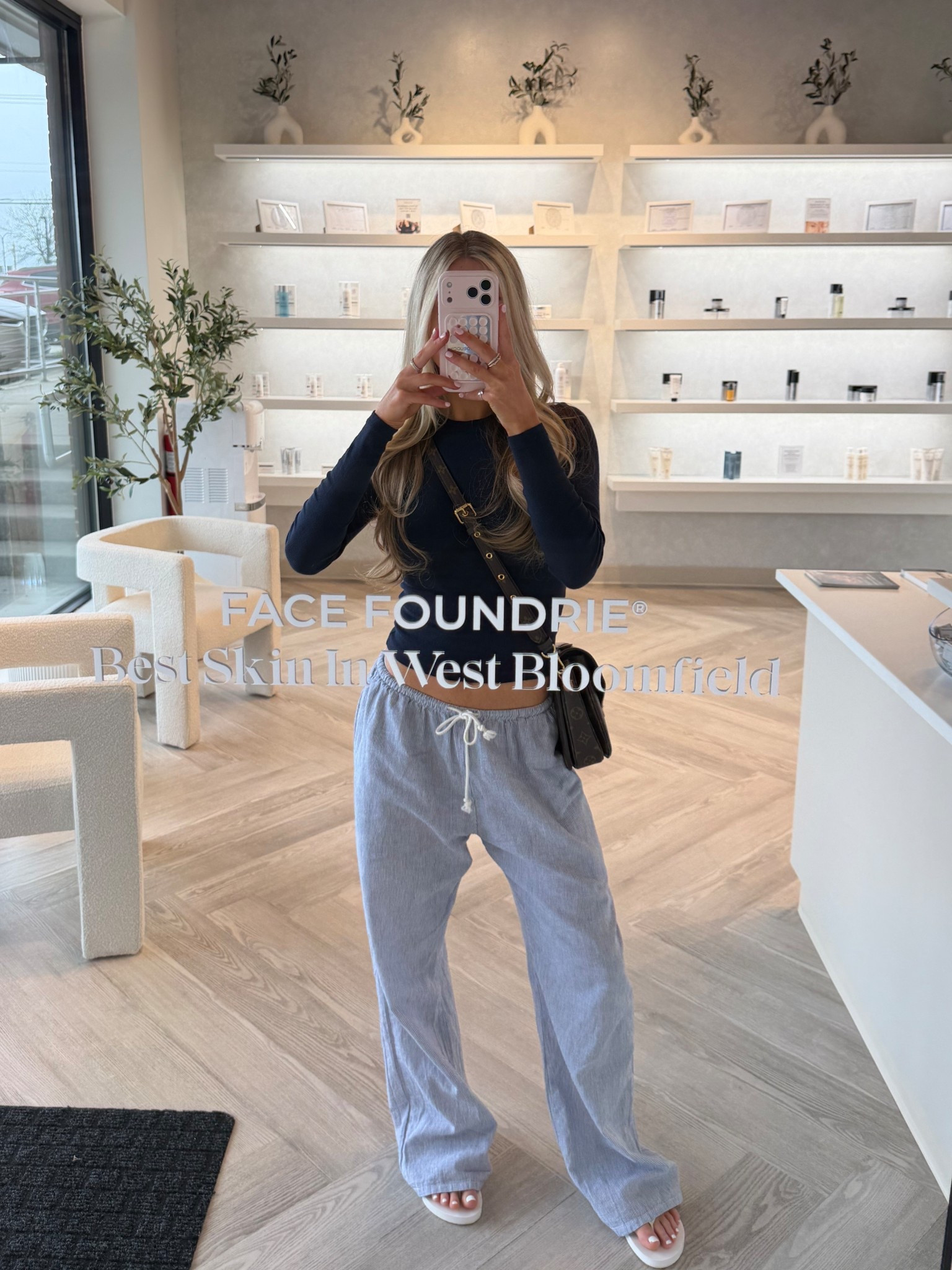 Navy long sleeve ribbed top is from Aritzia and blue and white striped pants are from Pacsun! 

Brandy Melville, navy outfit, errands outfit, casual outfit, summer pants, lounge pants, linen pants 

#LTKootd #LTKgrwm