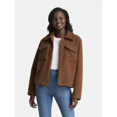 Time and Tru Women's Boucle Trucker Jacket, Midweight, Sizes XS-2X | Walmart (US)