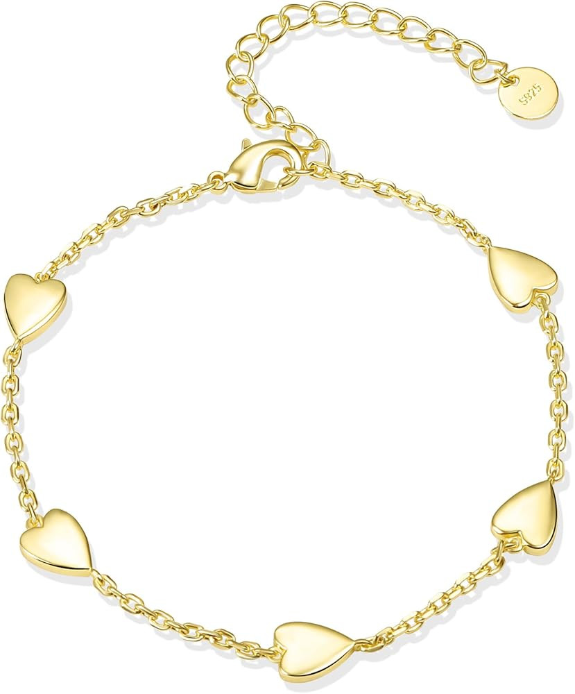 ASH'S CHOICE 925 Sterling Silver Bracelet for Women, Hypoallergenic 14K Goldplated Adjustable Bra... | Amazon (UK)