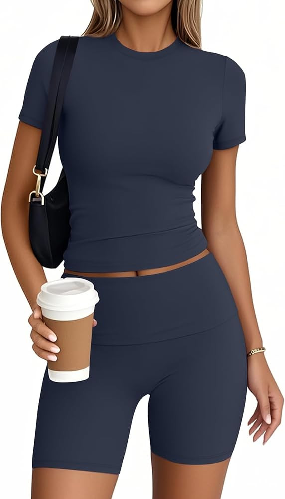 Trendy Queen Womens 2 Piece Workout Sets Short Matching Lounge Sets Summer Clothes Going Out Gym ... | Amazon (US)