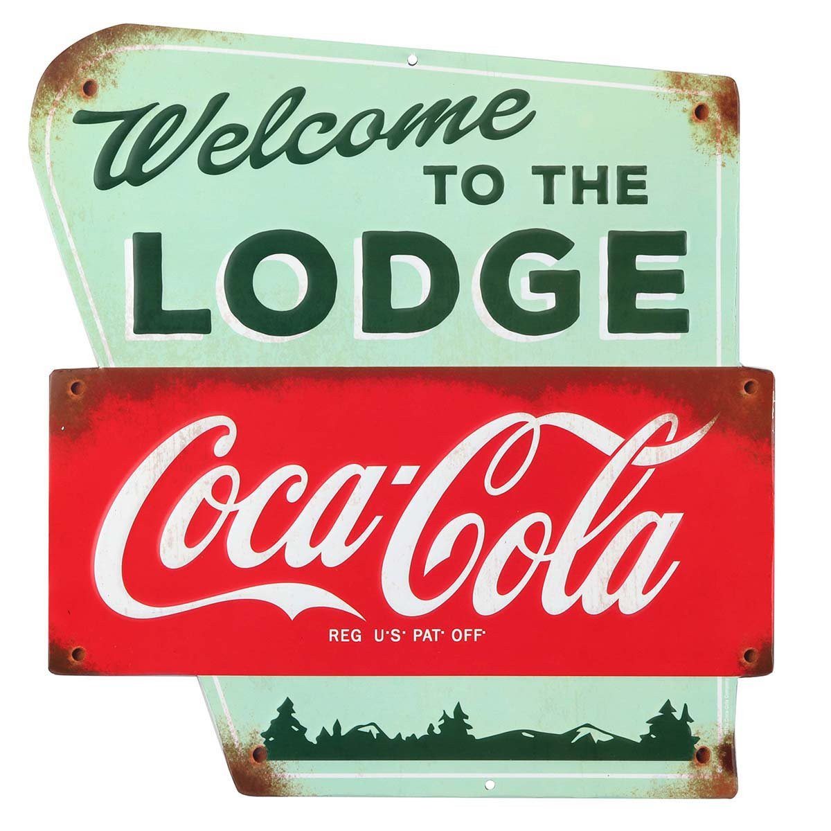 Coca-Cola Welcome to the Lodge Embossed Metal Sign - Vintage Wall Decor for Cabin, Lodge or Man C... | Amazon (US)