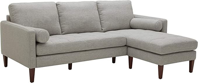 Amazon Brand – Rivet Aiden Mid-Century Modern Reversible Sectional Sofa (86") - Light Gray | Amazon (US)