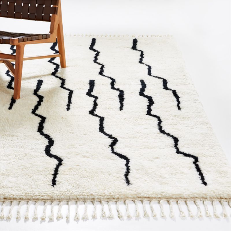 Coleto Black and White Abstract Rug | Crate & Barrel | Crate & Barrel