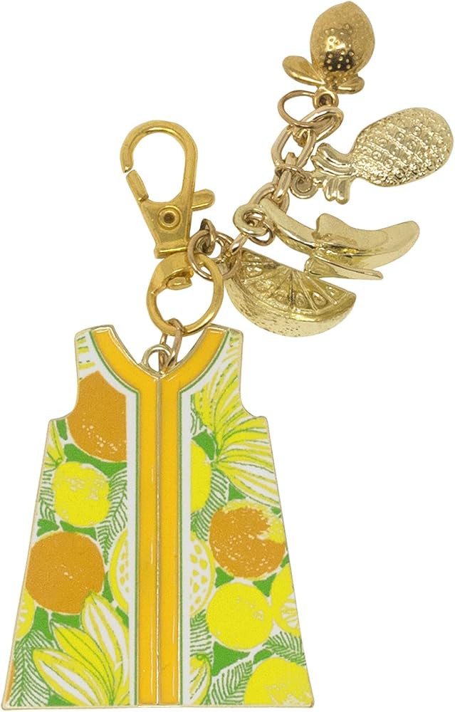Lilly Pulitzer Shift Dress Keychain Bag Charm, Enamel Citrus Print Dress Charm with Fruit Accents... | Amazon (US)