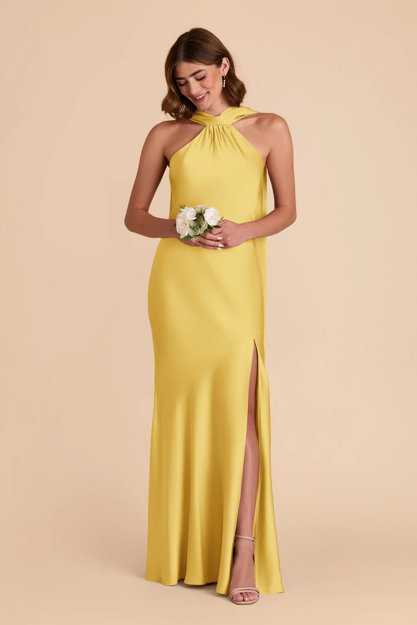 Sunflower Yellow Bridesmaid Dress Matte Satin Size Medium Birdy Grey Eileen | Birdy Grey