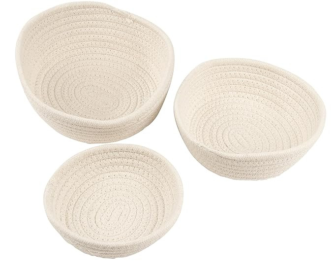 Woven Storage Baskets - 3-Pack Cotton Rope Baskets, Decorative Hampers, Collapsible Rope Storage ... | Amazon (US)