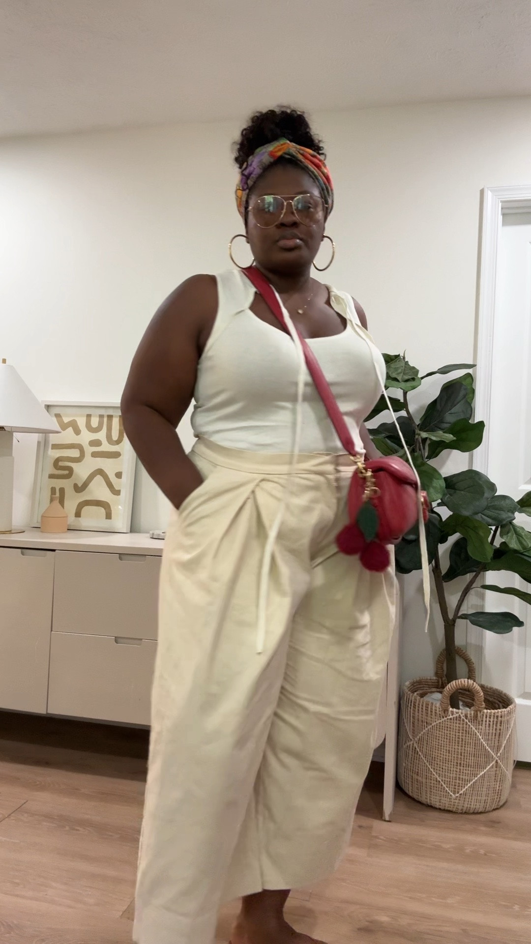 A simple outfit can still make a statement. I love pairing soft neutrals with one colorful accessory to keep the look fresh, comfortable, and easy to wear for errands, brunch, travel days, or casual weekends.   neutral summer outfit, cream outfit ideas, casual summer fashion, minimalist fashion, white tank outfit, beige pants outfit, everyday outfit inspiration, capsule wardrobe

#LTKootd #LTKSeasonal #LTKMidsize