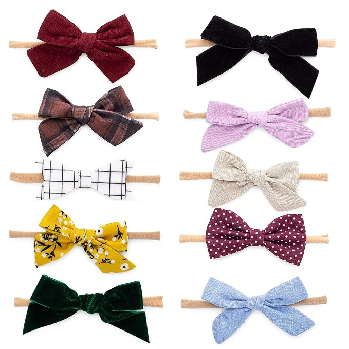 Parker Baby Girl Headbands and Bows, Assorted 10 Pack of Hair Accessories for Girls - "The Anne S... | Amazon (US)