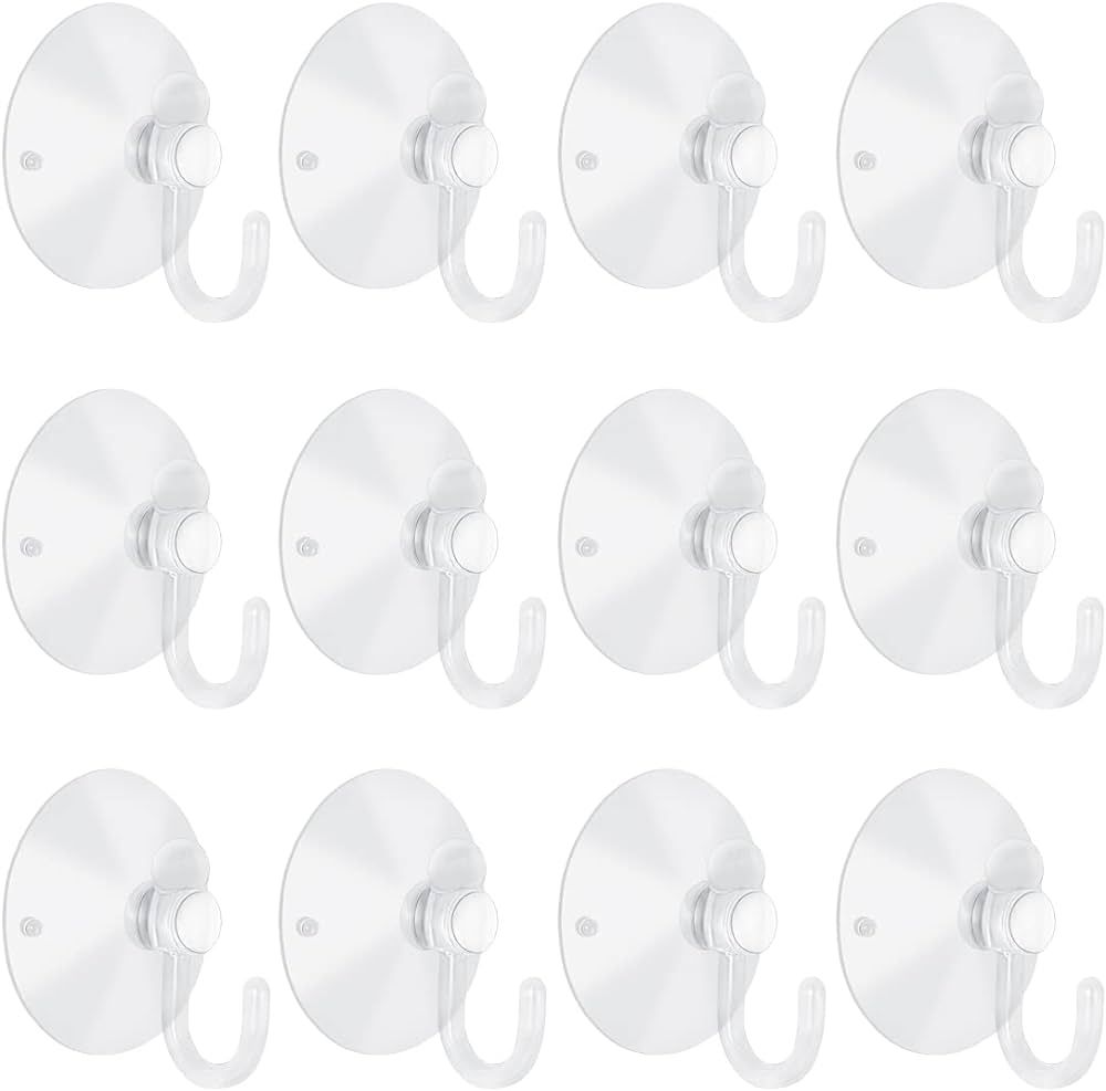 LuluEasy 12 Pieces Small Suction Cups with Hooks 1.2 inch Clear Plastic Sucker Hooks for Glass Wi... | Amazon (US)