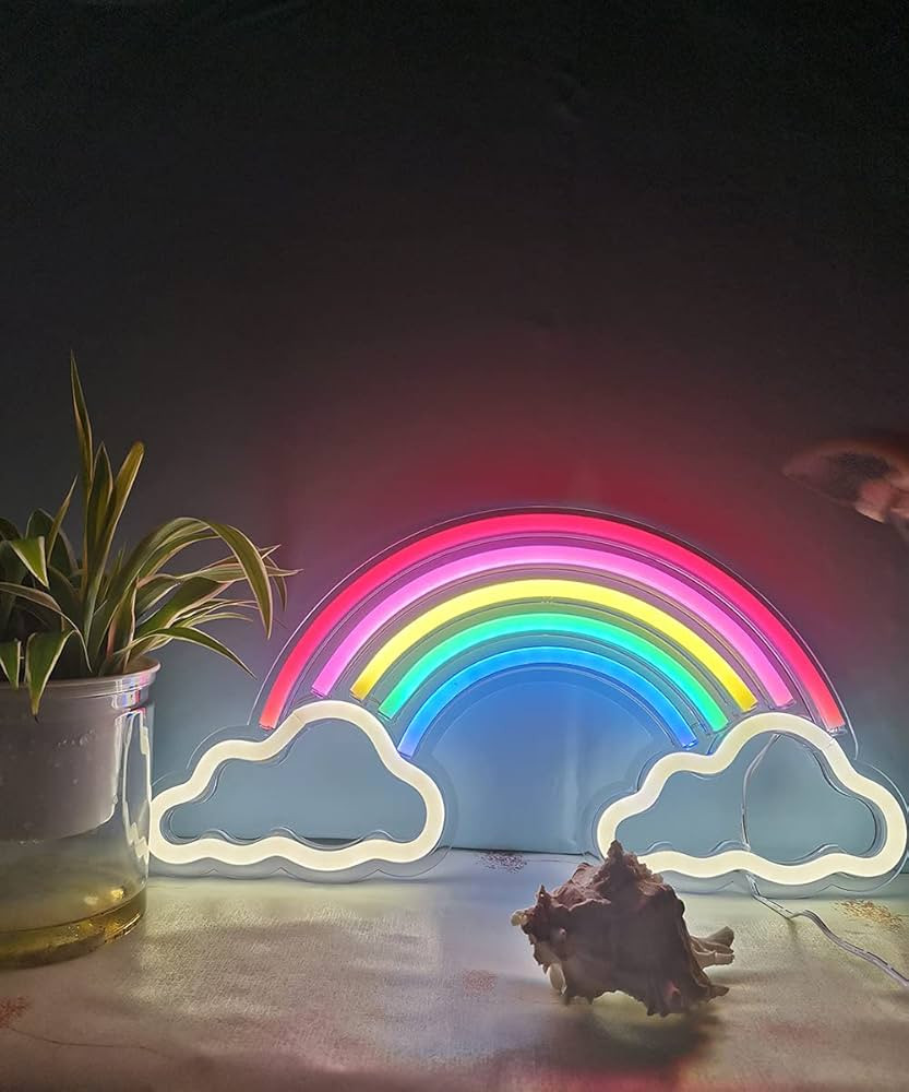 Rainbow Neon Signs for Bedroom Hanging/Standing Led Wall Decor Acrylic Handmade Advertising Sign ... | Amazon (US)