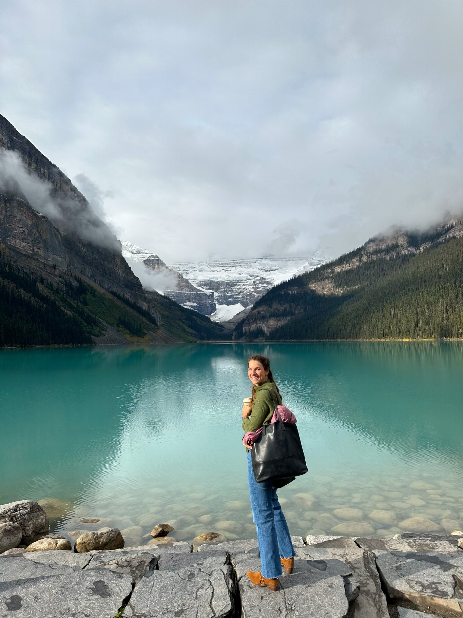 Fall outfit wearing Able Ashleigh flare jean, leather bag with organizer, this sweater is from last year in moss (linking the same sweater with this years colors below), boots are old from Able!

#LTKtravel #LTKSeasonal