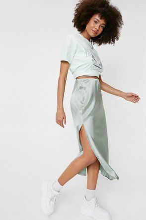 Let's Kick Split Satin Midi Skirt | NastyGal (UK, IE)