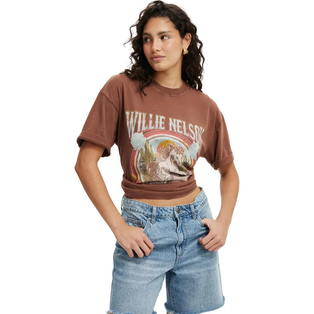 Cotton On The Lcn Music Boxy Graphic Tee in Willie Nelson On The Road at Nordstrom, Size Xx-Small | Nordstrom