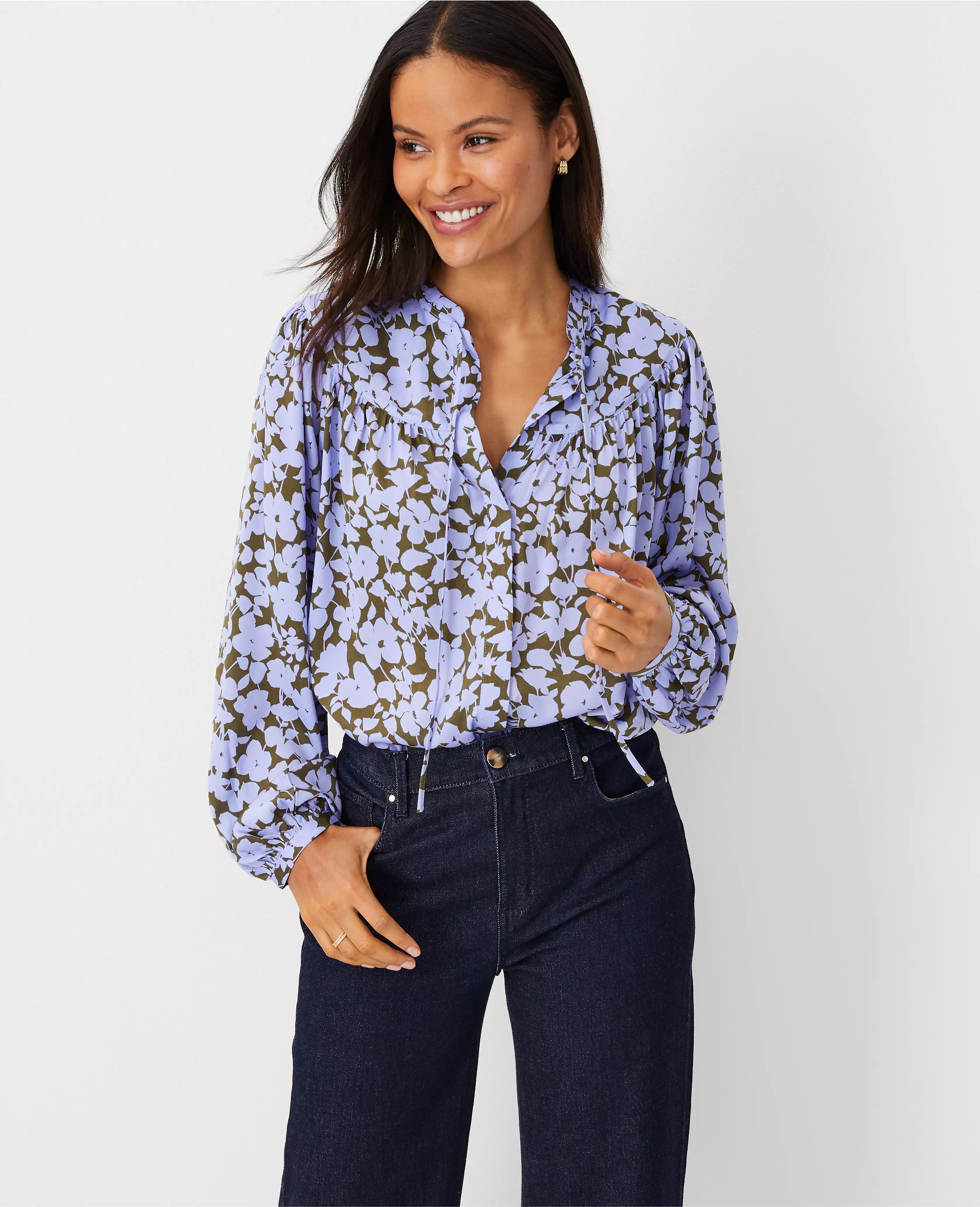 Floral Shirred Yoke Top | Ann Taylor (US)