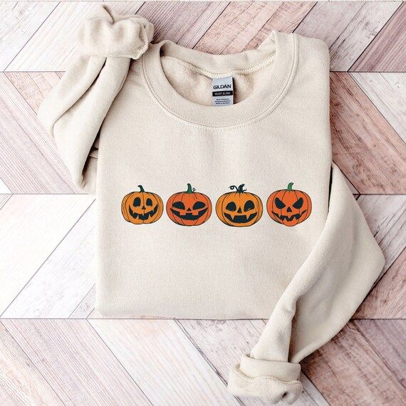 Funny Pumpkins Sweatshirt Cute Pumpkin Graphic Sweater - Etsy | Etsy (US)