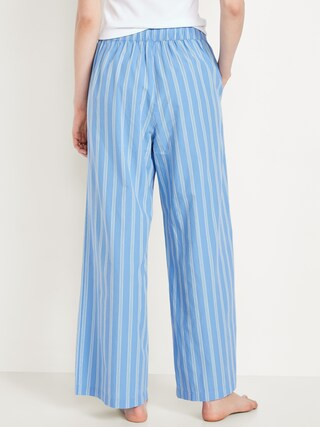 Poplin Wide-Leg Pajama Pants | Old Navy (US)