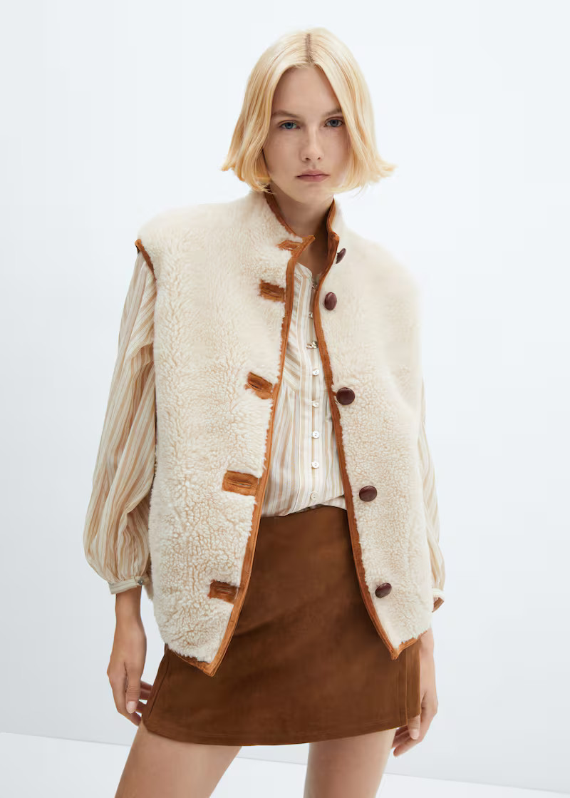 Reversible shearling vest -  Women | Mango USA | MANGO (US)