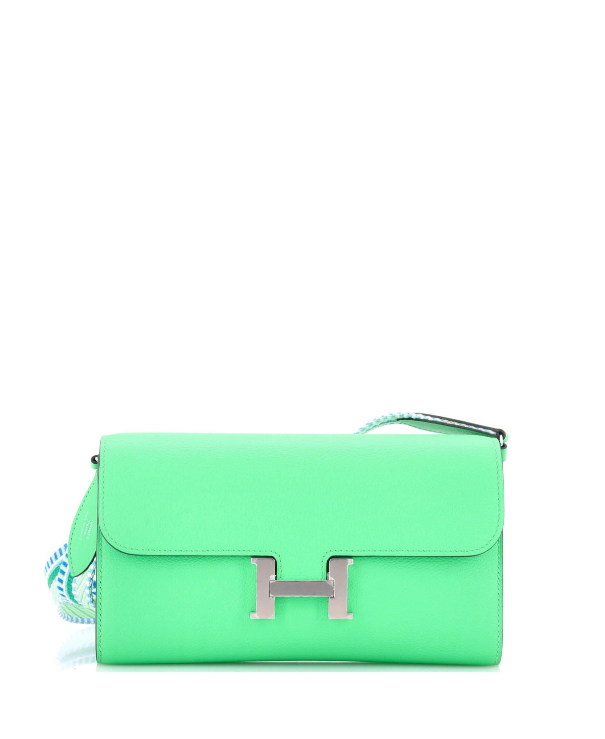Pre-Owned HERMES Cavale Constance To Go Wallet Evercolor - Green | Macy's