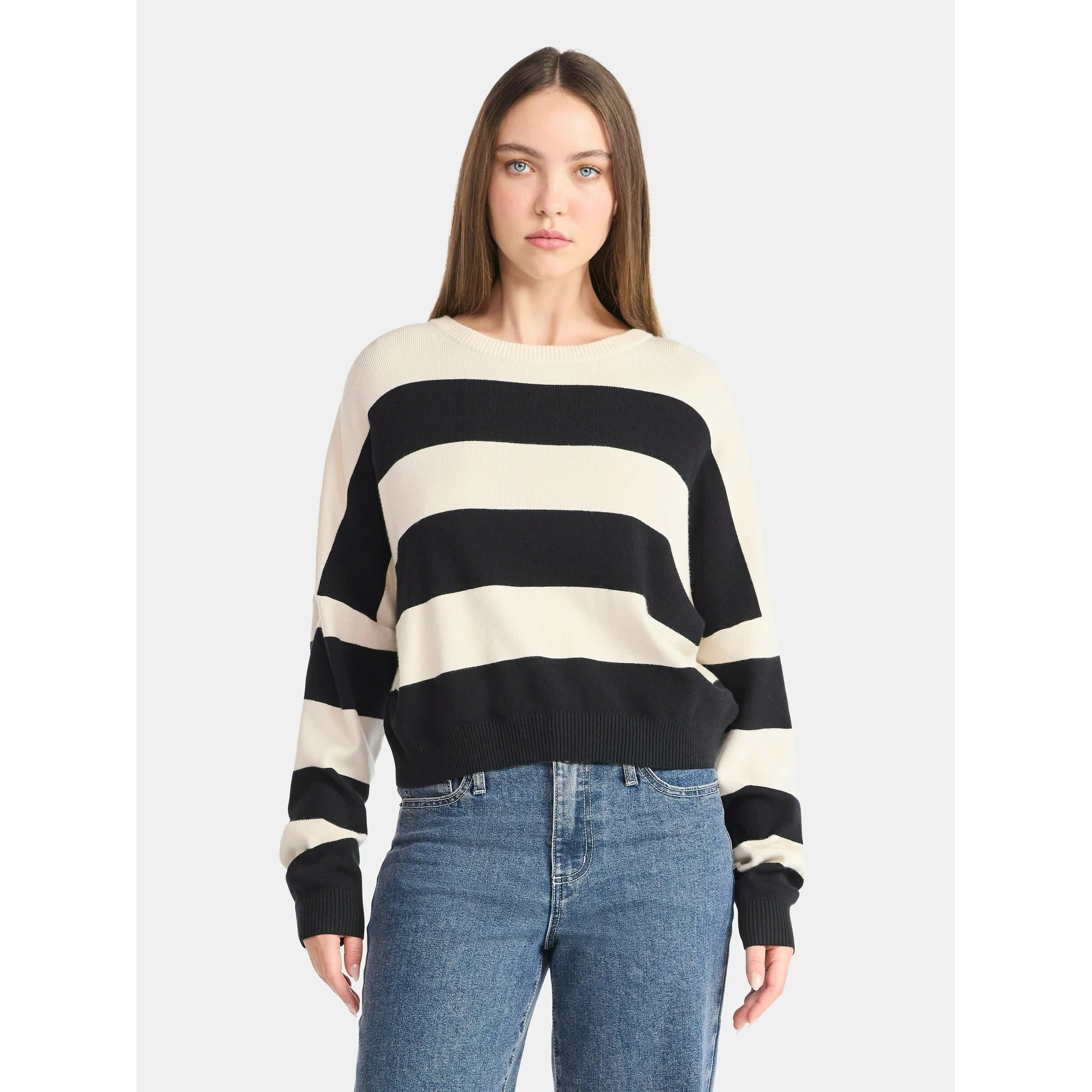 No Boundaries Striped Sweater, Lightweight, Women's | Walmart (US)