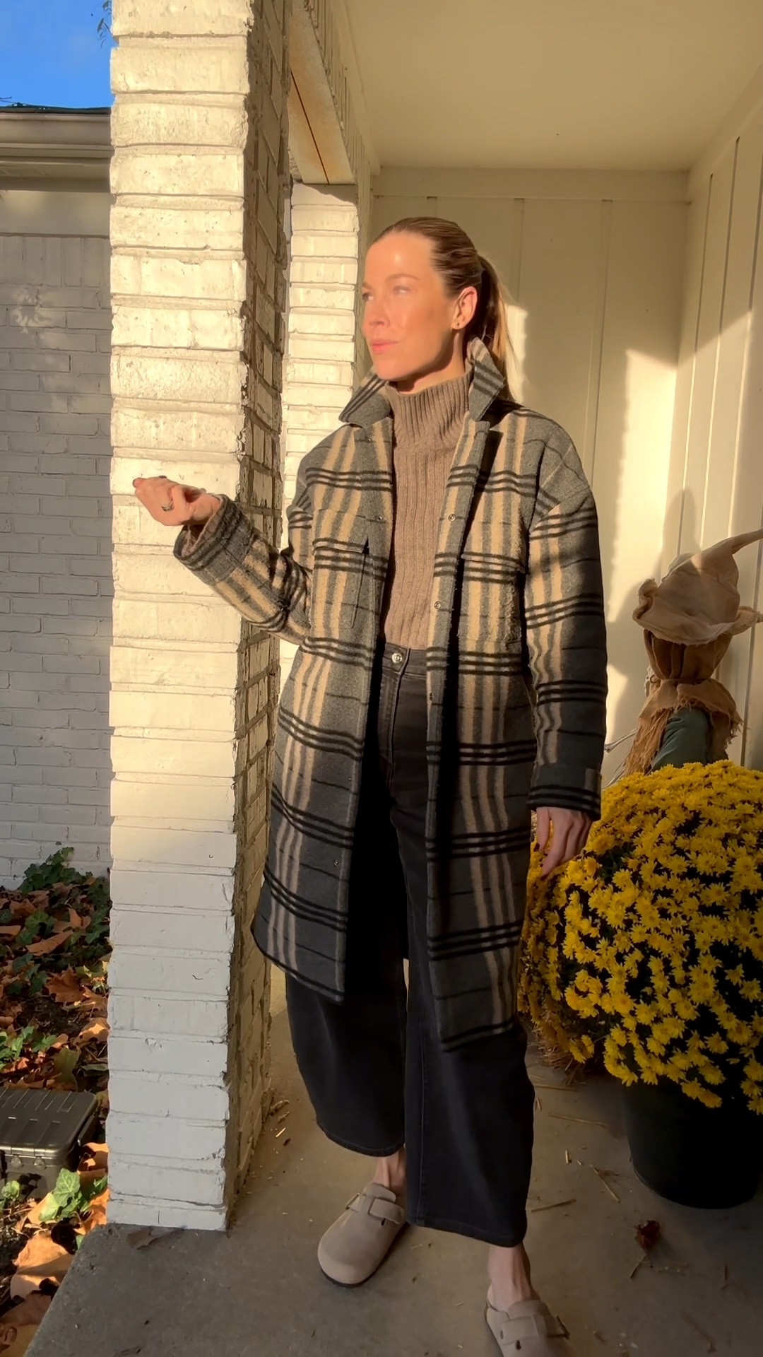 Vuori oversized plaid coat. I sized down. Everlane Way High Curve Jeans. I sized up. Reformation cashmere sweater I rented from Nuuly. Quince suede clogs. Size down for 1/2 sizes. 

#fallcoat #falloutfit #barrellegjeans

#LTKStyleTip #LTKFindsUnder100 #LTKShoeCrush