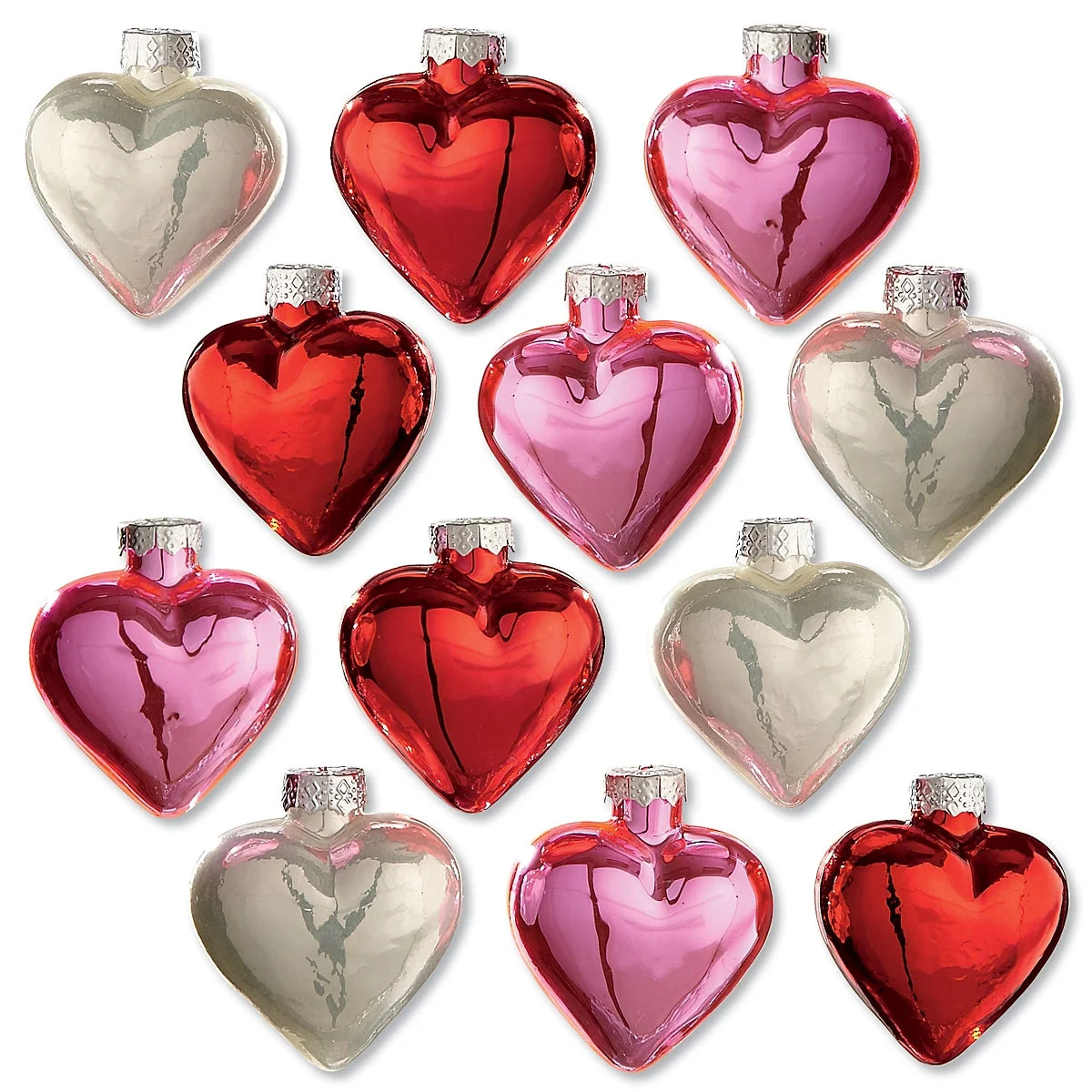 Shiny Glass Hearts Valentine's Day Ornaments - Set of 12, Holiday Mini Tree Home Decorations | Walmart (US)