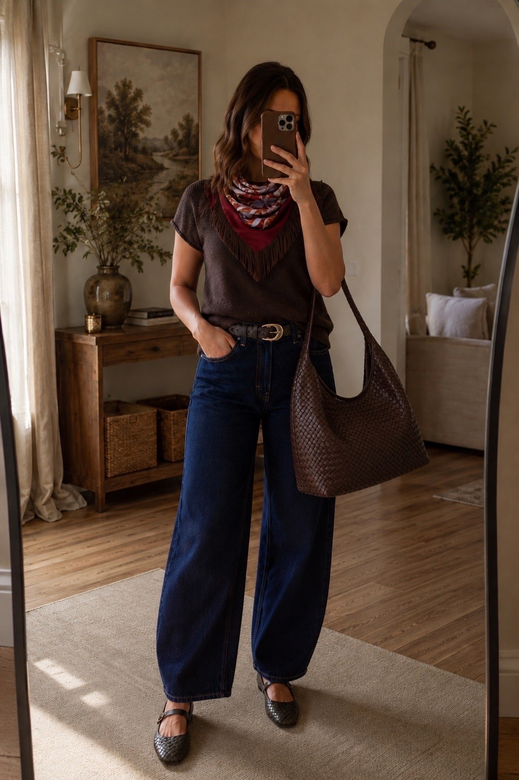 Walmart fall outfit that looks way more expensive than it is 🤎🍂 The barrel jeans, chocolate brown top, woven flats + oversized bag are SO good together—and the scarf makes the whole look feel extra elevated. Perfect for work, errands, or an easy fall weekend outfit! #WalmartFashion #WalmartFinds #FallOutfit #FallFashion #BarrelJeans #AffordableFashion #LTKStyle

#LTKSaleAlert #LTKSeasonal #LTKootd