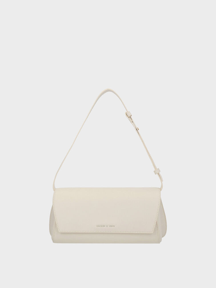 Cassiopeia Front Flap Shoulder Bag - Cream | Charles & Keith EU