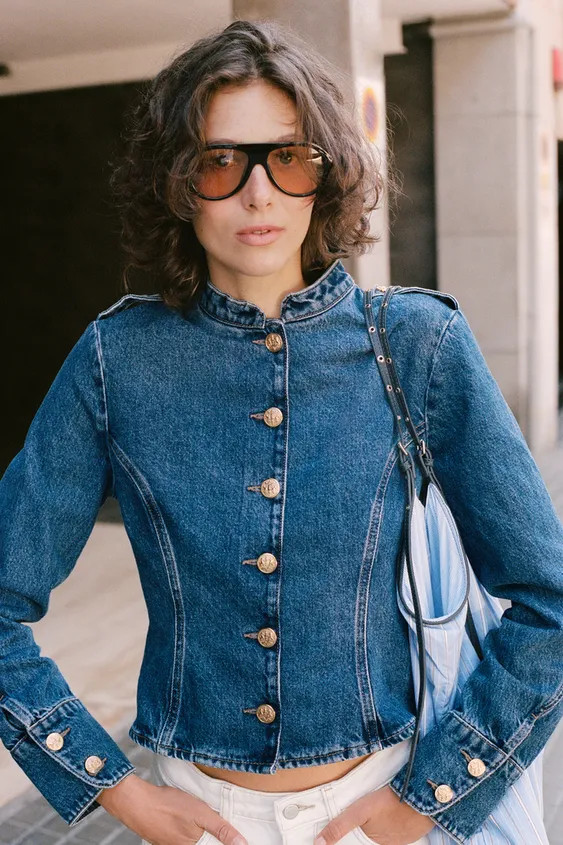 VESTE EN DENIM Z1975 À BOUTONS DORÉS | Zara FR