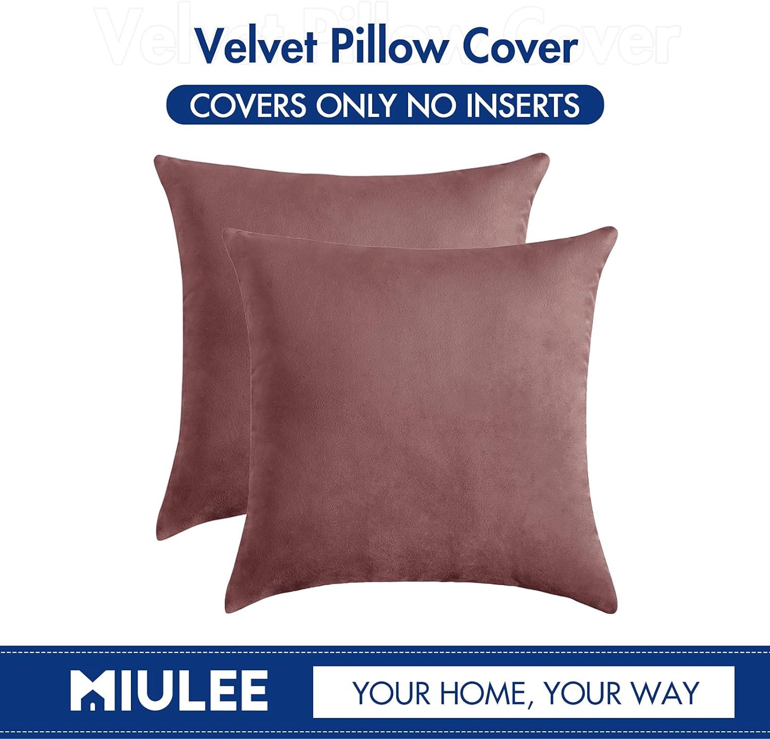 MIULEE Pack of 2 Decorative Velvet Pillow Covers Soft Square Throw Pillow Covers Solid Cushion Co... | Amazon (US)