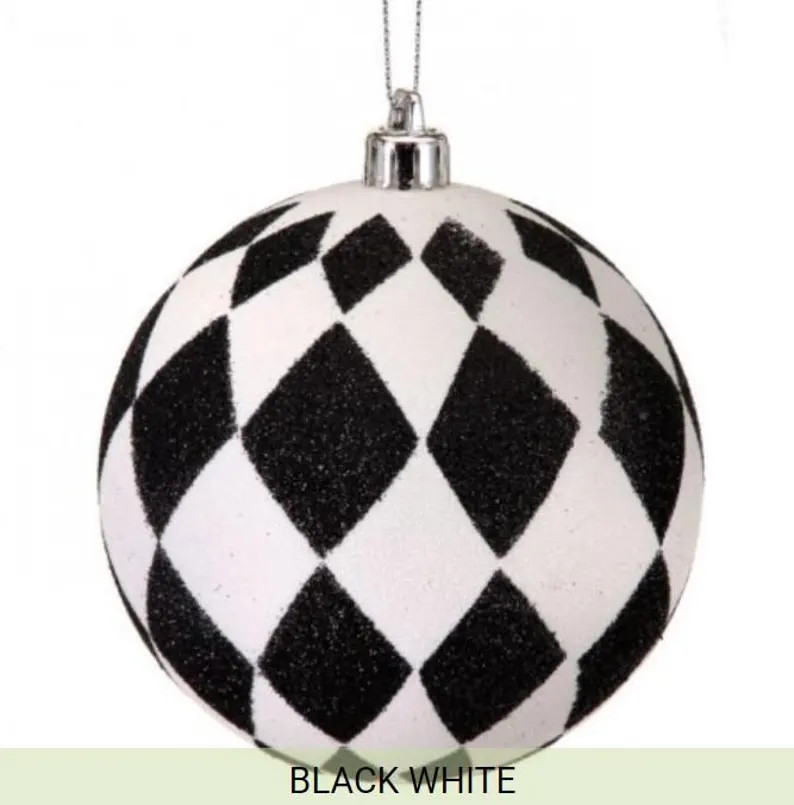 Glit Harlequin Ball Christmas Ornament Holiday Tree Trimming 100MM Wreath Accent Decoration 3 Pc ... | Etsy (US)
