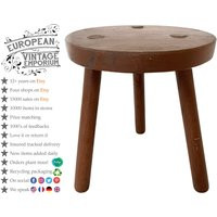 Vintage Stool French Wooden Wood Milking Seat Kitchen Table Farm Dround Shaped Legs Plant Rest Stand | Etsy (US)